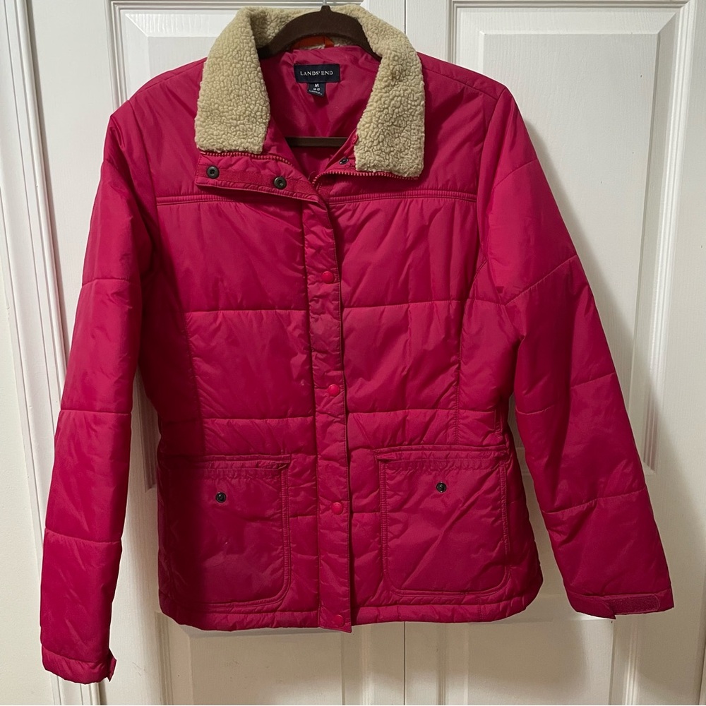Lands End Womens Jacket Size M 10-12 Lightweight Pink